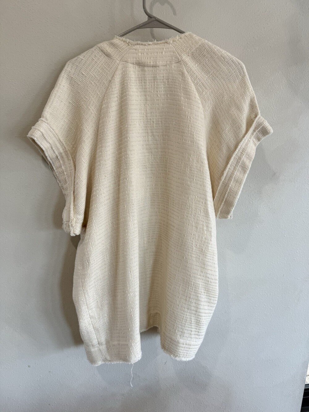 IRO Ivory Cream Women’s 40 10 guaze Cotton Textured Shirt Blouse Top Open Front - Picture 2 of 5